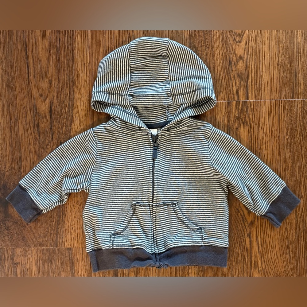 Carter's Gray and White Striped Hoodie